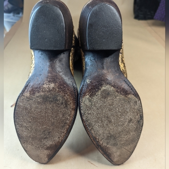 Nocona Boots Gold Honey Exotic Genuine Python Leather Round Toe Cowboy Western B - Picture 11 of 12